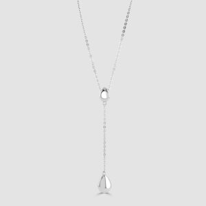 Silver pebble lariat style necklace