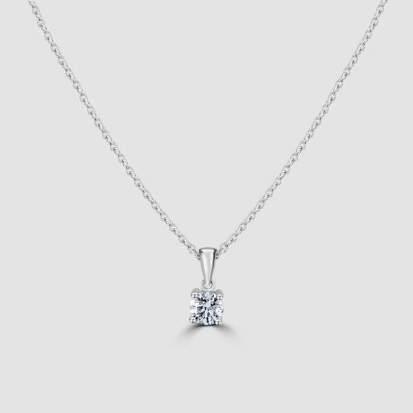 Platinum diamond solitaire pendant and chain