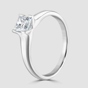 Platinum princess cut diamond solitaire ring