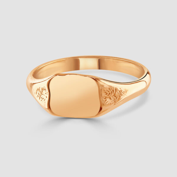 9ct rose gold rounded shield signet ring