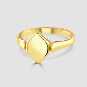 18ct yellow gold diamond shape signet ring