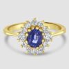 18ct yellow gold oval sapphire and diamond cluster ring