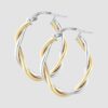 9ct white and yellow gold twisted oval hoop earrings