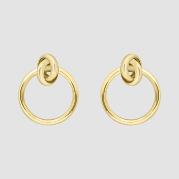 9ct yellow gold knot and ring stud earrings