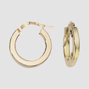 9ct yellow gold square profile hoop earrings