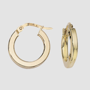 9ct yellow gold square profile hoop earrings, small