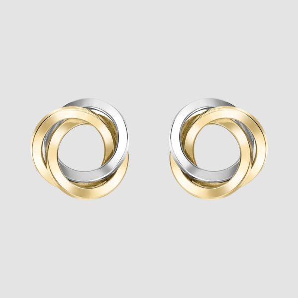 9ct yellow and white gold triple ring earrings