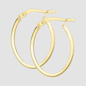 9ct yellow gold fine oval hoop earrings