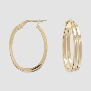 9ct yellow gold double oval hoop earrings