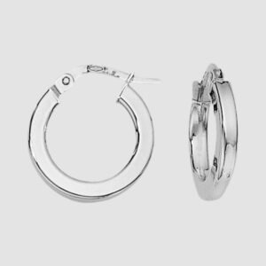 9ct white gold square profile hoop earrings, small