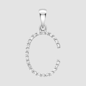 9ct diamond set initial C pendant and chain