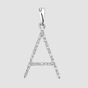 9ct diamond set initial A pendant and chain