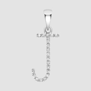 18ct diamond set initial J pendant and chain