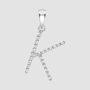 18ct diamond set initial K pendant and chain