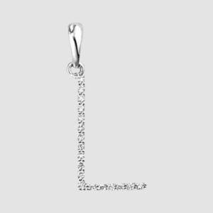 18ct diamond set initial L pendant and chain