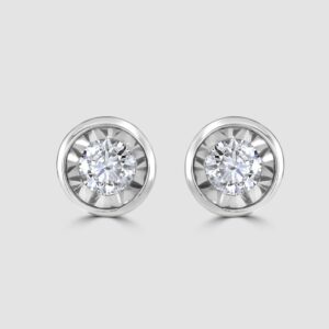 Diamond solitaire stud claw set earrings (medium)