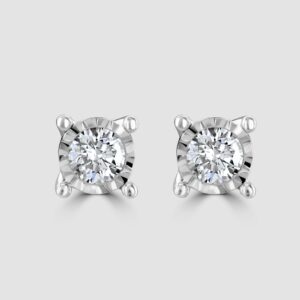 Diamond solitaire stud claw set earrings (small)
