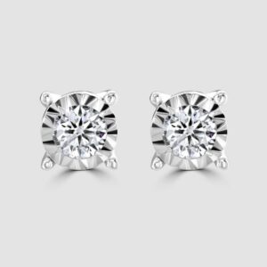 Diamond solitaire stud claw set earrings (large)