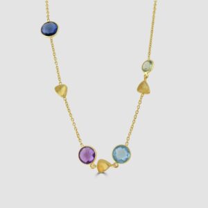 Silver, gold plated multi stone necklace