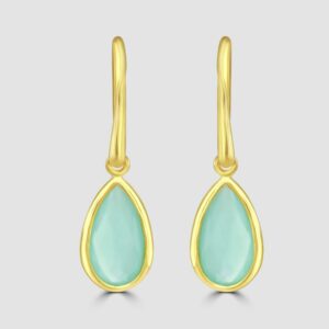 Silver, gold plated aquamarine drop earrings