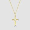 Yellow and white gold contemporary cross pendant