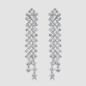 Articulated five row diamond drop earrings