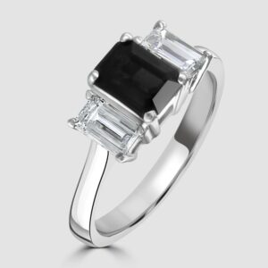 Art Deco inspired sapphire and diamond ring