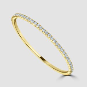 Yellow gold diamond set hinged bangle