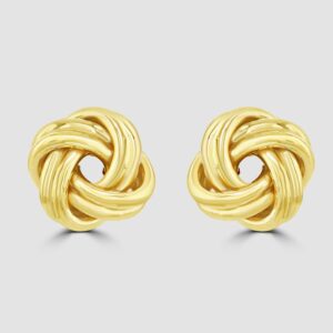 9ct yellow gold double ridge knot stud earrings