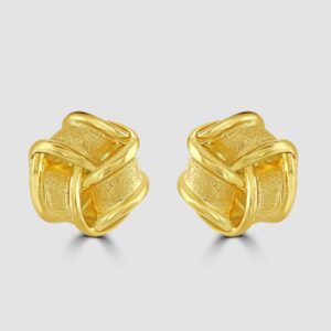 9ct yellow gold three-part knot stud earrings