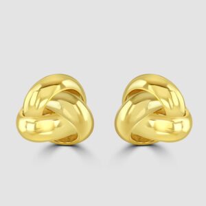 9ct yellow gold rounded three-part knot stud earrings