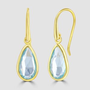 Silver, gold plated blue topaz drop earrings