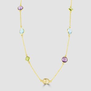 Silver, gold plated spectacle set gemstone necklace