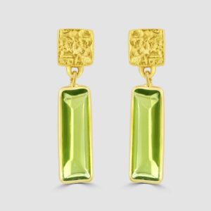 Silver, gold plated peridot drop earrings