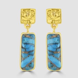 Silver, gold plated turquoise drop earrings